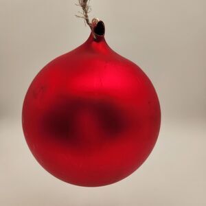 Vintage Mercury Glass Christmas Ornament Round 5 Inch Red